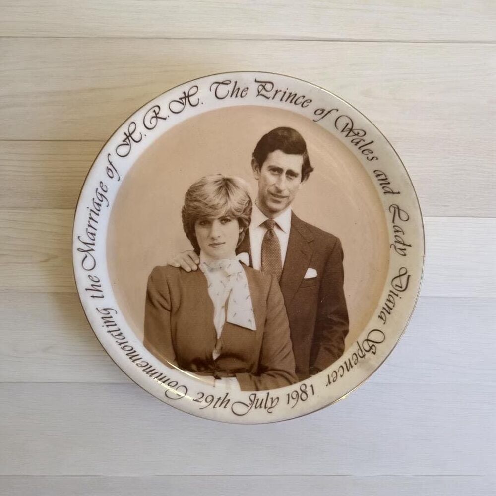 Vintage Royal Kent Prince of Wales and Lady Diana Decorative Plate